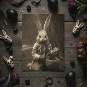 Vintage Easter Scary Bunny Postcard