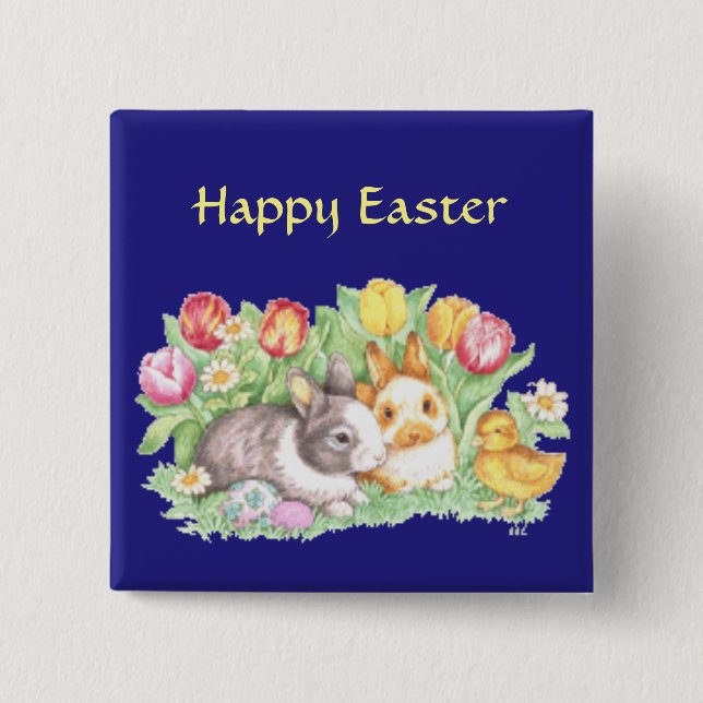 Vintage Easter Scene Button (Front)