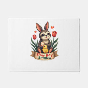 Vintage Easter Sloth Bunny Spring Flowers Shirt 2 Doormat