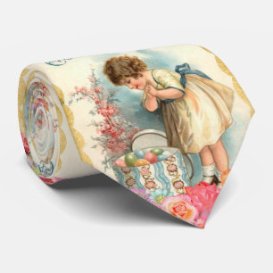 Vintage Easter Spring And Egg Neck Tie