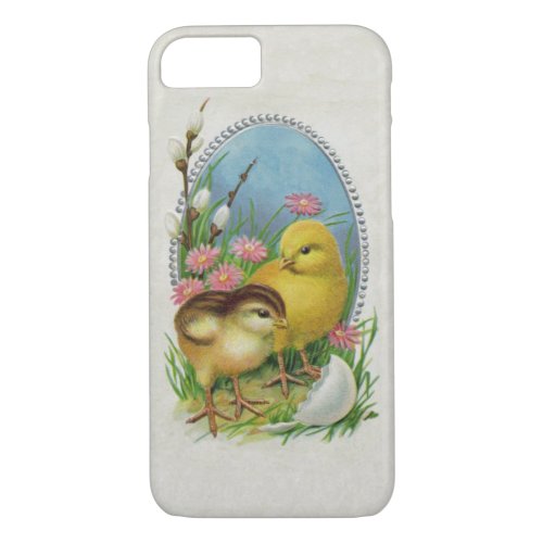 Vintage Easter Spring Baby Chicks Flowers iPhone 87 Case