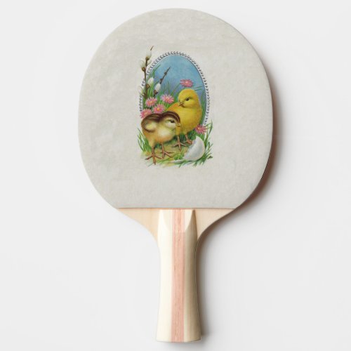 Vintage Easter Spring Baby Chicks Flowers Ping Pong Paddle