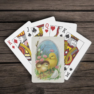 Vintage Easter Spring Baby Chicks Flowers Poker Cards