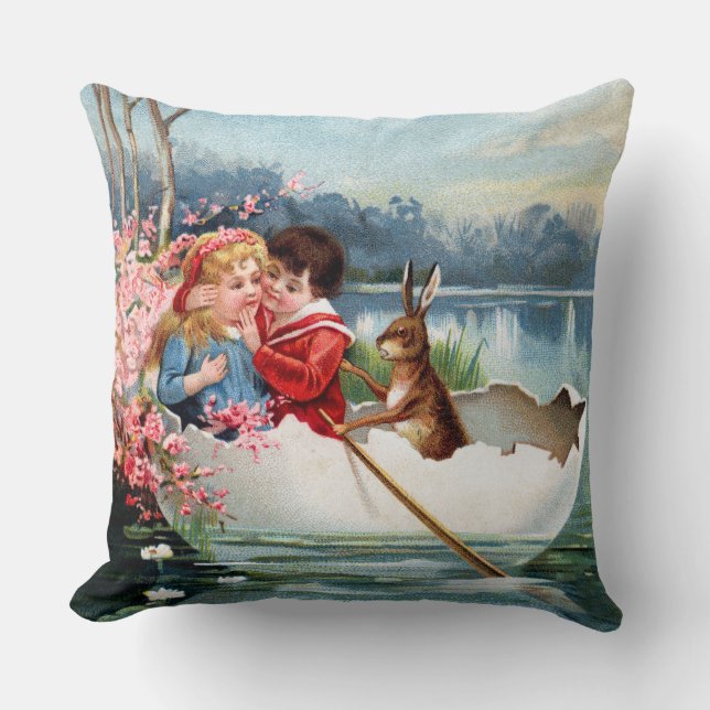 Vintage Easter Throw Pillow (Front)
