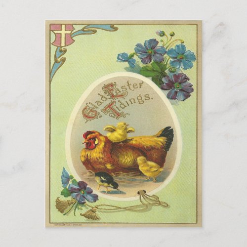 Vintage Easter Tidings Holiday Postcard