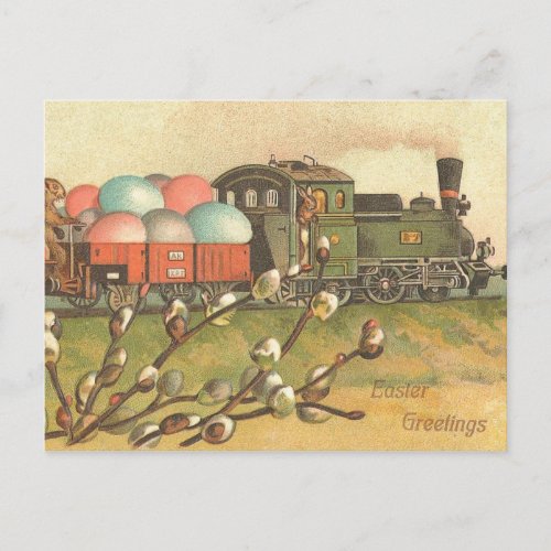 Vintage Easter Train Postcard