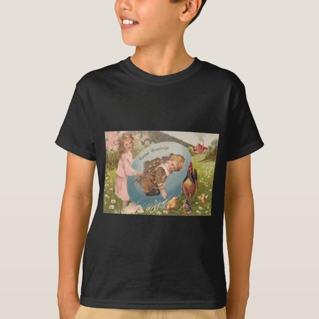 Vintage Easter Victorian Girl & Boy T-Shirt (Front)