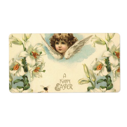 Vintage Easter Victorian Lily Flowers and Angel Label