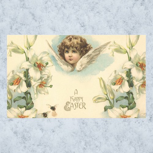 Vintage Easter Victorian Lily Flowers and Angel Rectangular Sticker