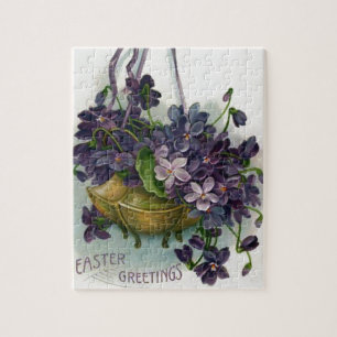 Vintage Easter Violets Jigsaw Puzzle