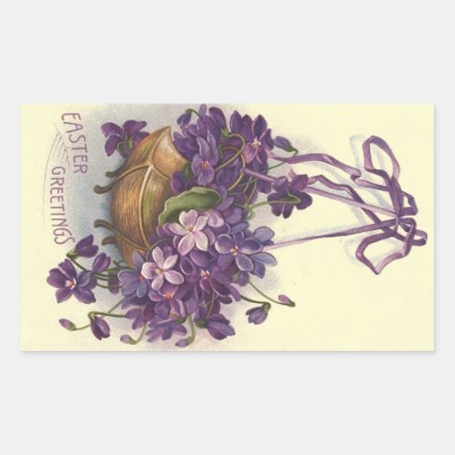 Vintage Easter Violets Rectangular Sticker