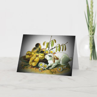 Vintage Easter White Rabbit & Baby Chicks, ZSSG Holiday Card