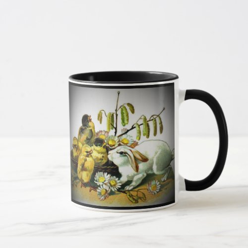 Vintage Easter White Rabbit  Baby Chicks ZSSG Mug