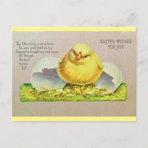 Vintage Easter Wishes Cute Chick Postcard