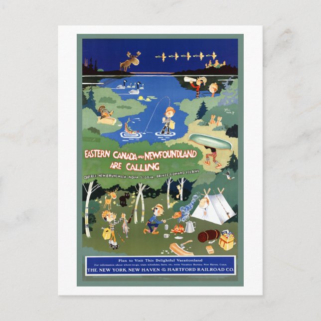 Vintage Eastern Canada and Newfoundland Travel Postcard (Front)