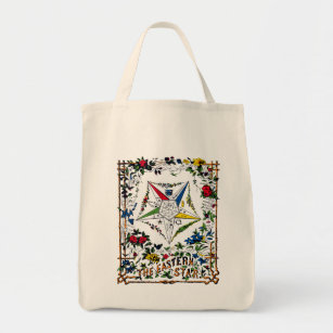 Order Of The Eastern Star Canvas Tote Bag 21x16 Red & White 2012 -  Carole Joy