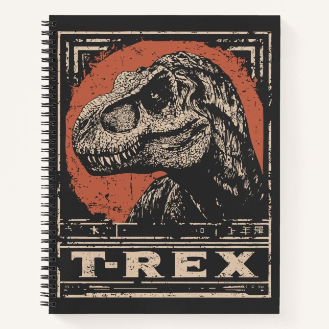 Vintage Eastern T-Rex | Dinosaur Portrait Notebook (Front)