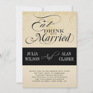 Vintage Eat, Drink and Be Married Wedding Invite