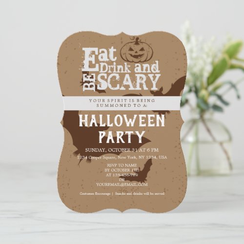 Vintage Eat Drink and be scary  Halloween Party  Thank You Card