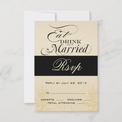 Vintage Eat, Drink, Be Married Wedding RSVP Cards
