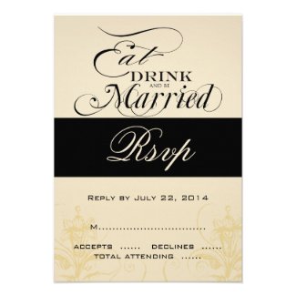 Eat Drink and Be Married Vintage Wedding Invitations RSVP Cards by MonogramGallery.ca