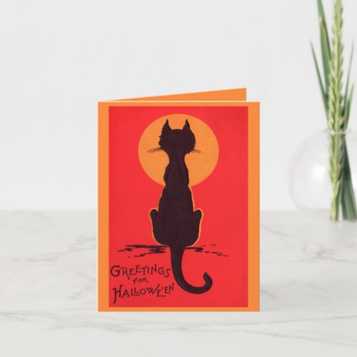 Vintage eat drink  be scary cat halloween card