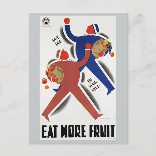 Vintage Eat More Fruit Australia Railways Postcard