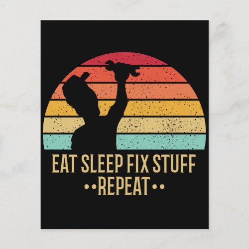 Vintage Eat sleep fix stuff repeat Flyer