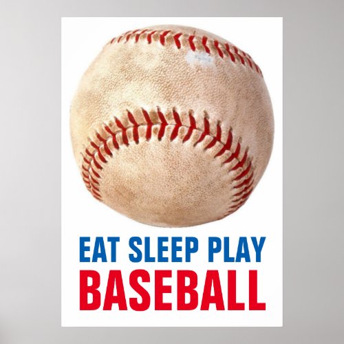 Vintage Eat Sleep Play Baseball Poster