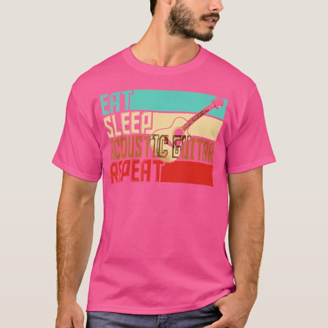 Vintage Eat Sleep Repeat Acoustic Guitar T-Shirt (Front)