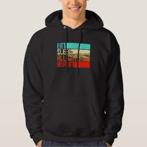 Vintage Eat Sleep Repeat Alligator Hoodie