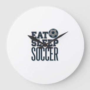 Vintage Eat Sleep Soccer Shirt Design (2)_1 Large Clock