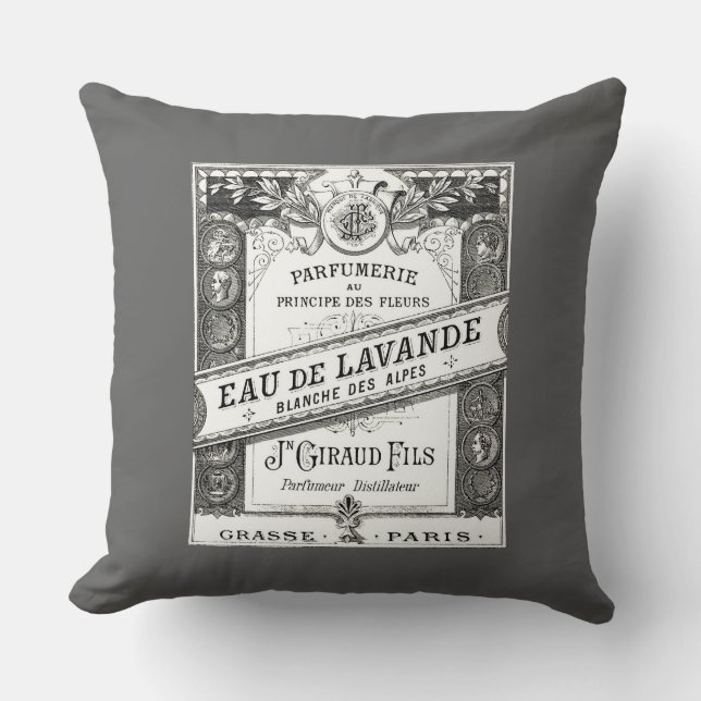 Vintage Eau de Lavande Advertisment Throw Pillow (Front)