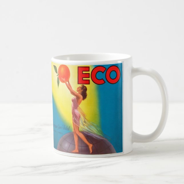 Vintage Eco Orange Label Coffee Mug (Right)