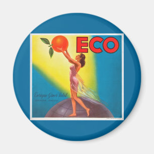 Vintage Eco Orange Label Magnet