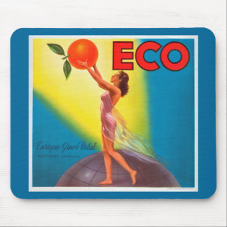 Vintage Eco Orange Label Mouse Pad