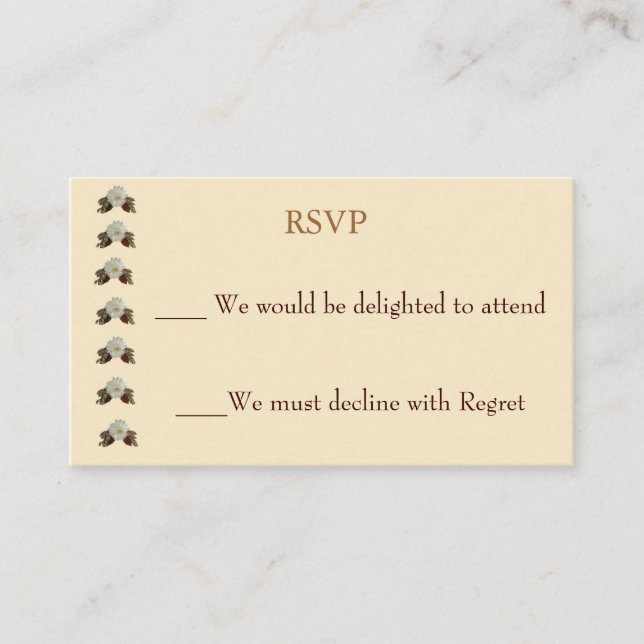 Vintage Ecru Wedding RSVP Enclosure Card (Front)