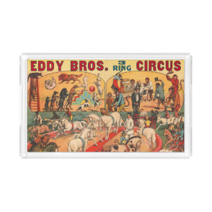 Vintage Eddy Brothers Circus Poster Acrylic Tray