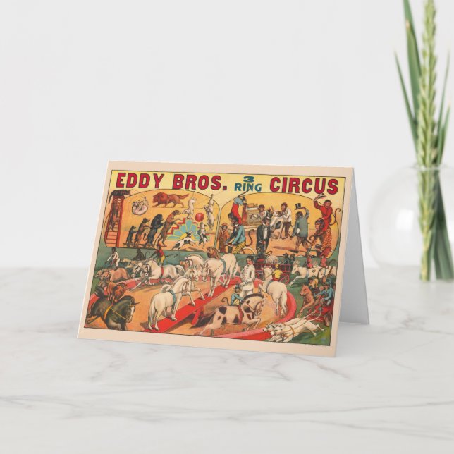Vintage Eddy Brothers Circus Poster Card (Front)