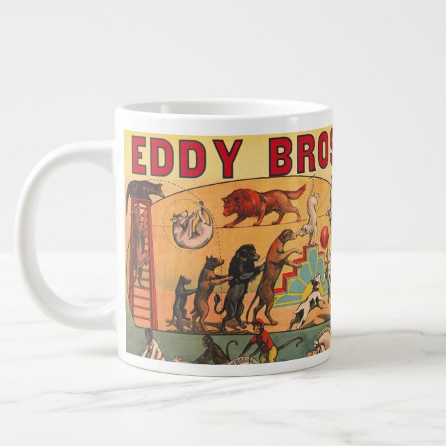 Vintage Eddy Brothers Circus Poster Giant Coffee Mug (Left)