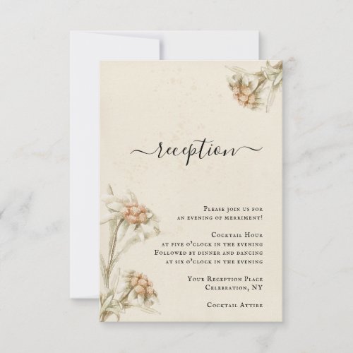 Vintage Edelweiss Floral Reception Enclosure Card 