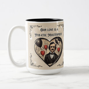 Vintage Edgar Allan Poe Valentine's Day Two-Tone Coffee Mug