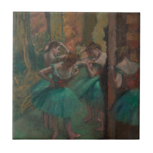 Vintage Edgar Degas Dancers in Green Ballet Art Ceramic Tile