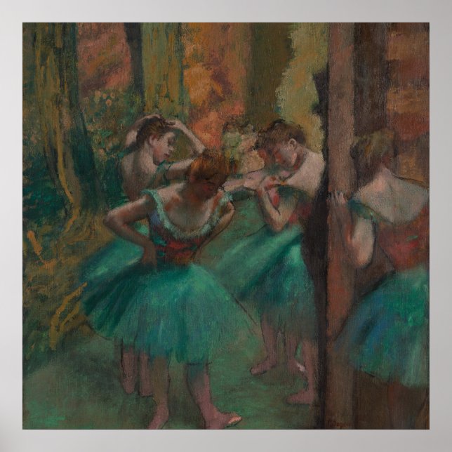 Vintage Edgar Degas Dancers in Green Ballet Art Poster (Front)