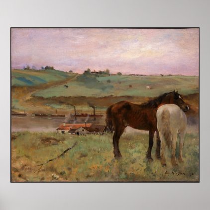 Vintage Edgar Degas Horses in a Meadow Poster