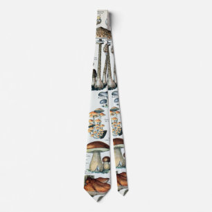 Vintage Edible Mushroom Chart Neck Tie