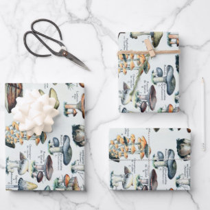 Vintage Edible Mushroom Chart Wrapping Paper Sheets