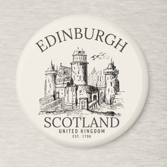 Vintage Edinburgh | Castle Retro Design Magnet (Creator Uploaded)
