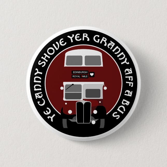 Vintage Edinburgh Double-decker Bus Badge Button (Front)