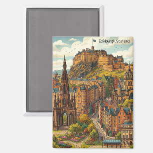 Vintage Edinburgh Scotland Historic Travel Art Magnet